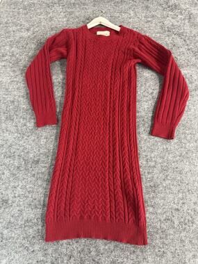 Spadehill Sweater Dress Women Medium Red Cable Knit Long Sleeve Christmas N82
